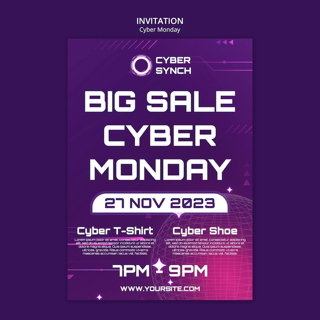 PSD gratuito modello di invito per il cyber monday