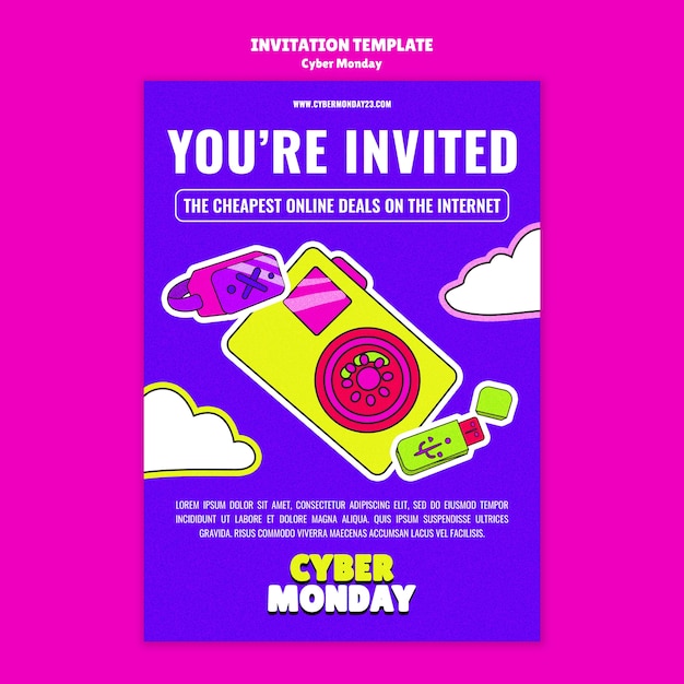 Free PSD cyber monday invitation template