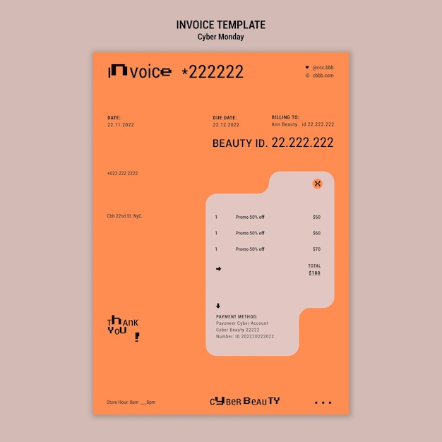 Free PSD cyber monday invoice template