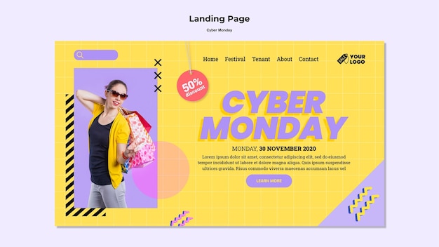 Free PSD cyber monday landing page template