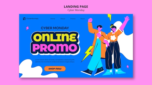 Free PSD cyber monday landing page template