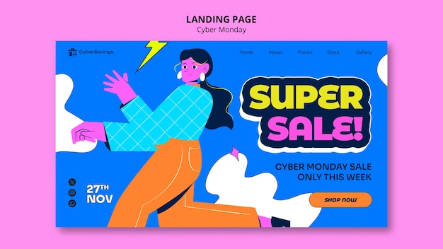 Free PSD cyber monday landing page template