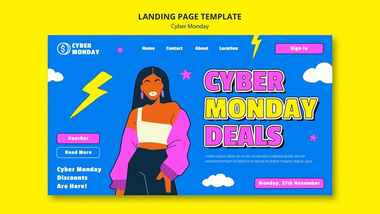 Free PSD cyber monday landing page template