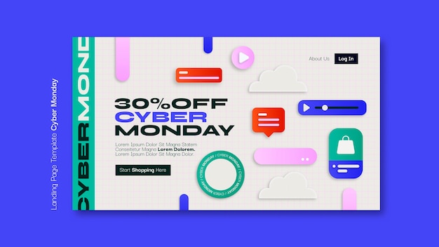 PSD gratuito modello di pagina di destinazione di cyber monday