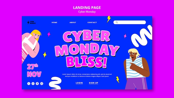 Free PSD cyber monday landing page template