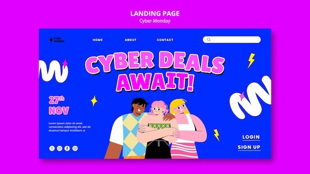 Free PSD cyber monday landing page template