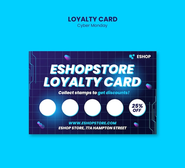 Cyber monday loyalty card template design
