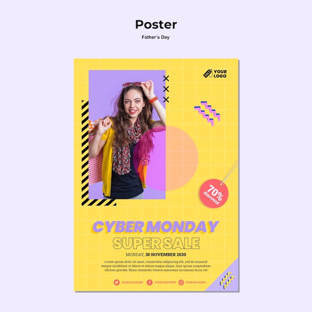 Modello di poster di cyber lunedì