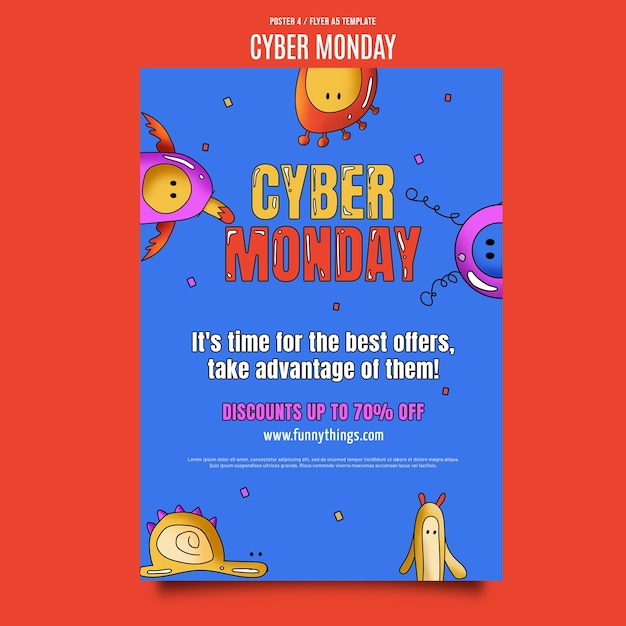 PSD gratuito modello di poster per il cyber monday