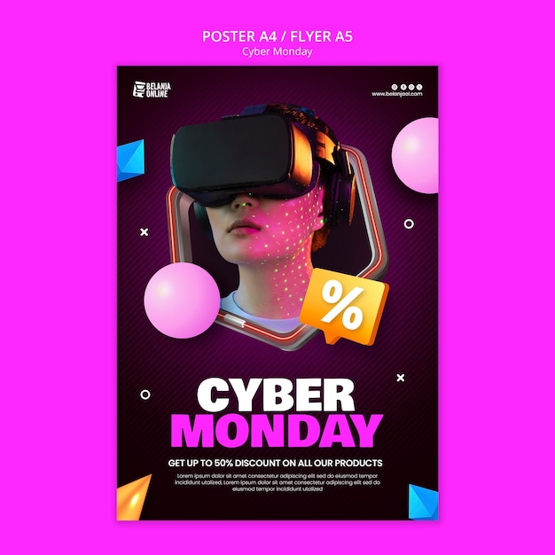 PSD gratuito modello di poster per il cyber monday