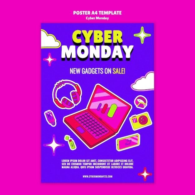 PSD gratuito modello di poster per il cyber monday