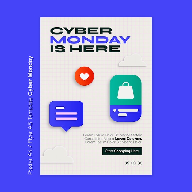 PSD gratuito modello di poster per il cyber monday