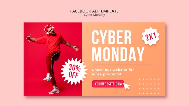 PSD gratuito modello facebook di promozione del cyber monday