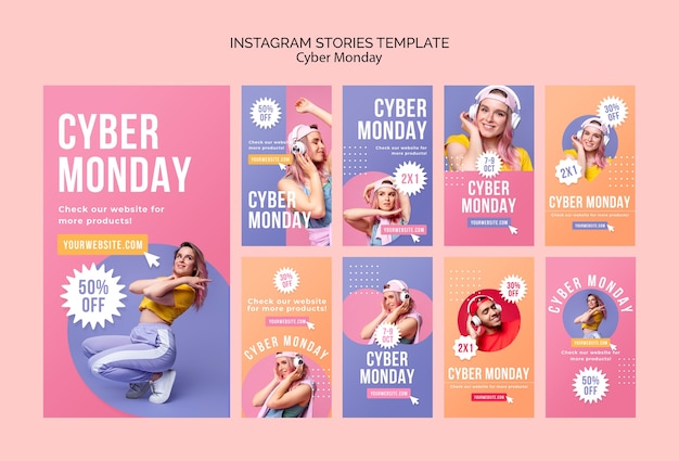 Storie di instagram di promozione del cyber monday