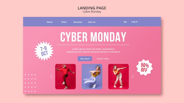 PSD gratuito modello web di promozione del cyber lunedì