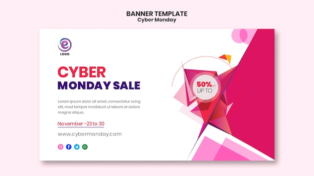 Free PSD cyber monday realistic banner template