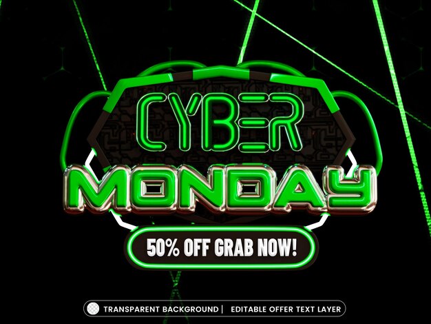 Free PSD cyber monday sale banner with editable offer text