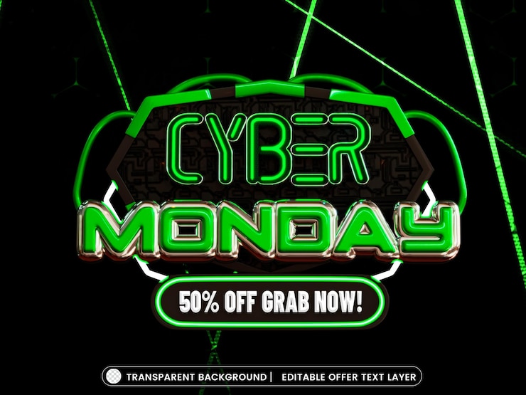 Free PSD cyber monday sale banner with editable offer text