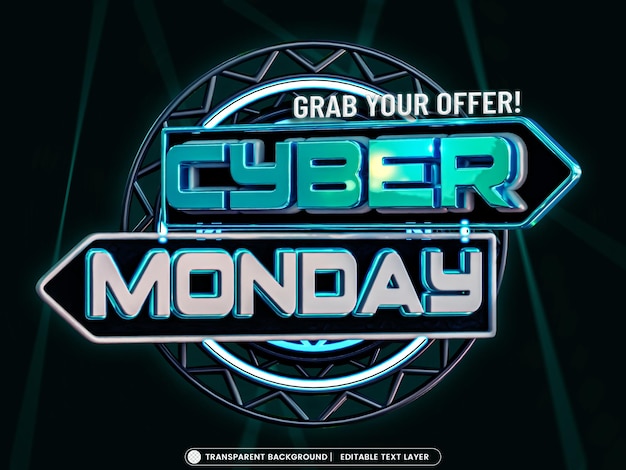 Banner di vendita di cyber monday con effetto di testo modificabile