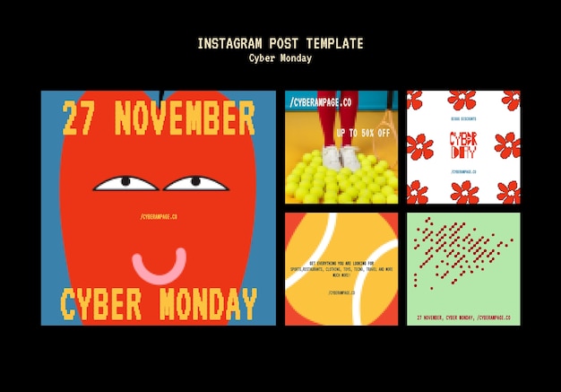 Free PSD cyber monday sales instagram posts