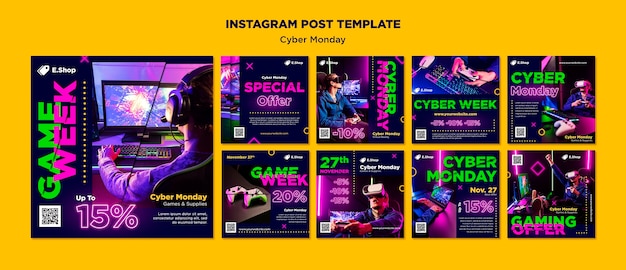 Free PSD cyber monday sales instagram posts