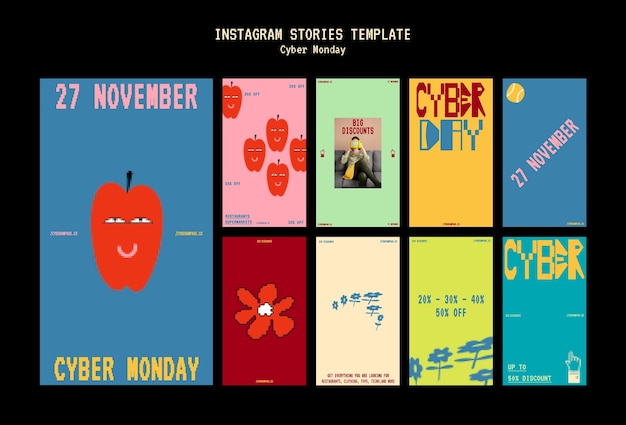 Free PSD cyber monday sales instagram stories