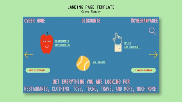 無料PSD サイバーマンデーセールのランディングページ