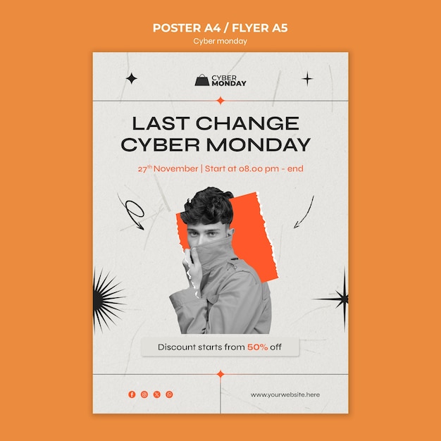 PSD gratuito modello di poster per le vendite del cyber lunedì