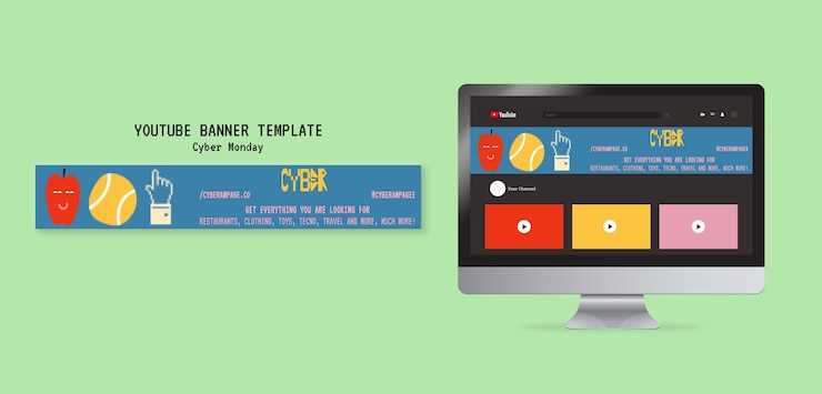 Free PSD cyber monday sales youtube banner template