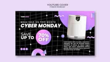 PSD gratuito modello di copertina per youtube per le vendite del cyber monday