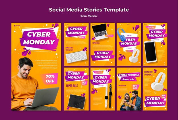 Cyber monday social media stories template