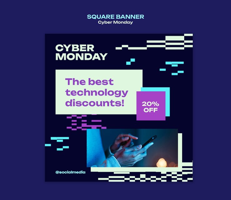 Free PSD cyber monday square banner template design