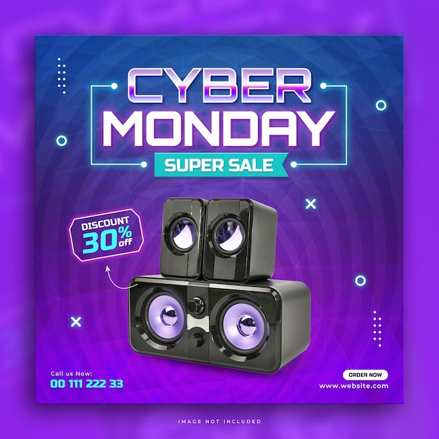 Cyber monday super sale social media post design template