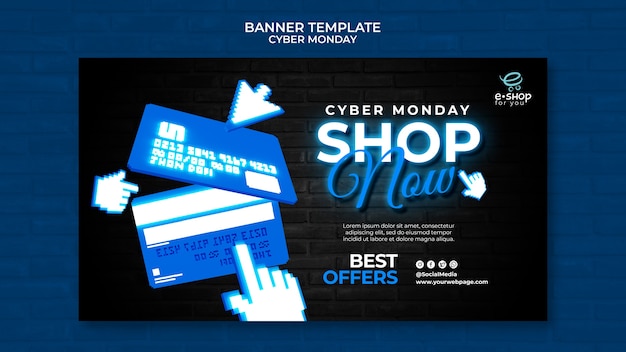 Free PSD cyber monday tech banner template