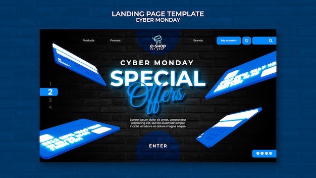 Cyber monday tech landing page template