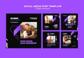 Free PSD cyber monday tech social media posts set