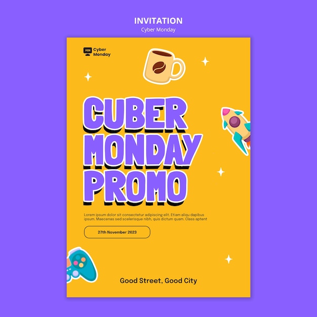 Free PSD cyber monday template design