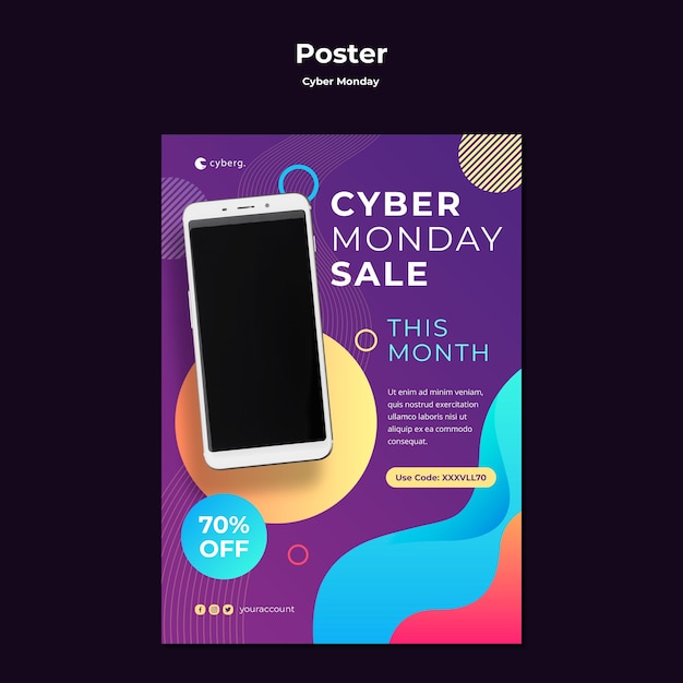 Free PSD cyber monday template poster