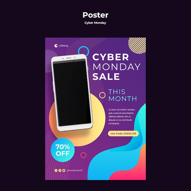 無料PSD サイバーマンデーテンプレートポスター