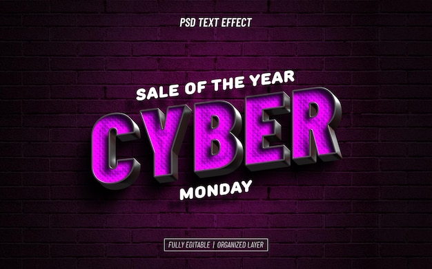 PSD gratuito effetto testo cyber monday