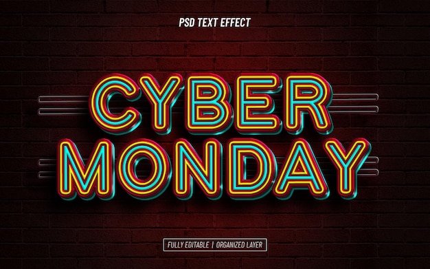 PSD gratuito effetto testo cyber monday