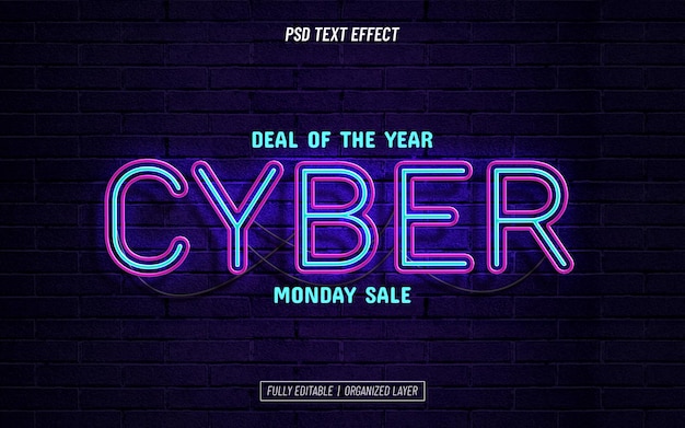 PSD gratuito effetto testo cyber monday