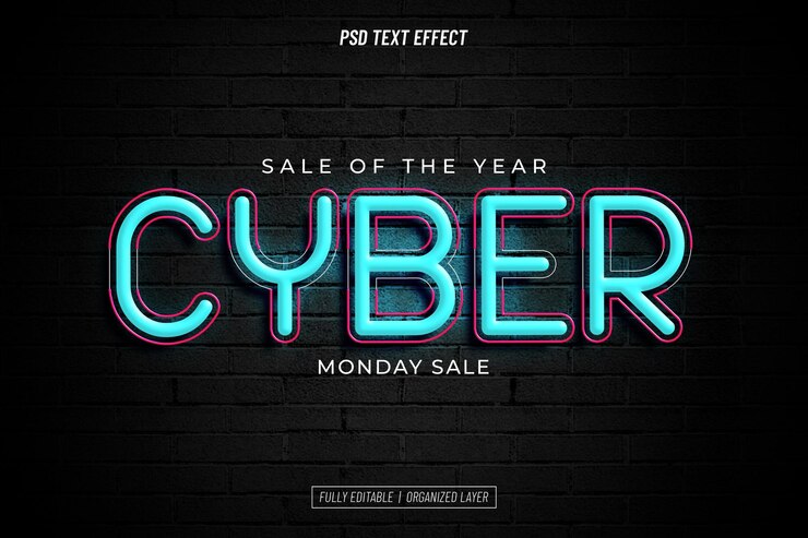 Free PSD cyber monday text effect