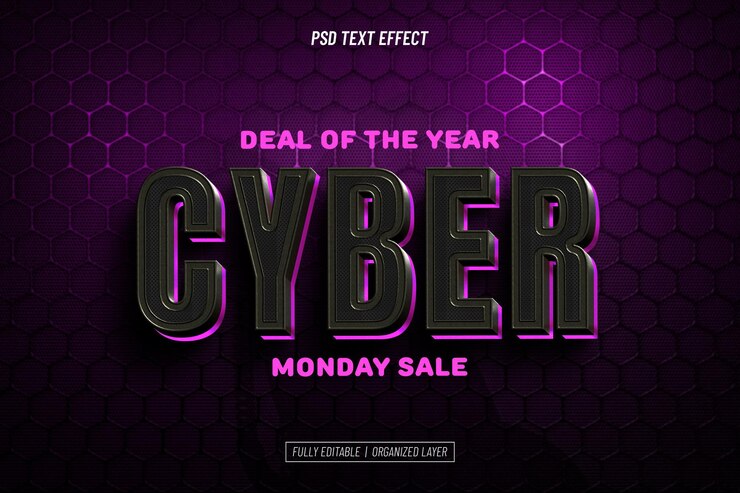 Free PSD cyber monday text effect