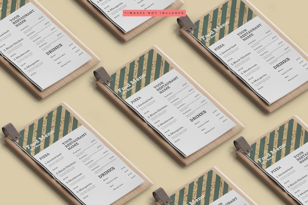 D меню еды на макете деревянной доски