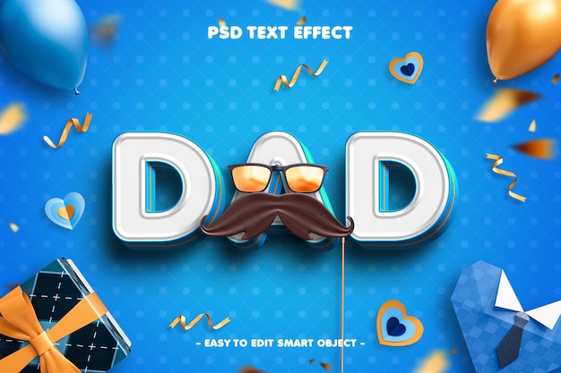 Free PSD dad text editable 3d style effect
