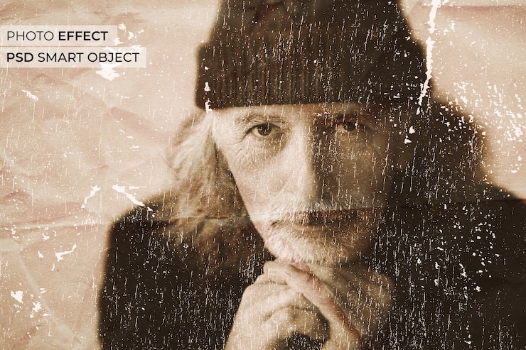 Free PSD damaged effect on photograph