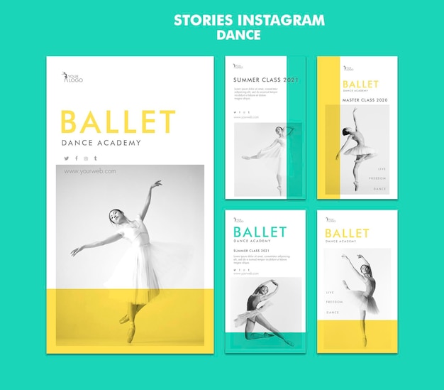 Modello di storie di instagram di accademia di danza