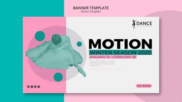 Free PSD dance banner template with ballerina