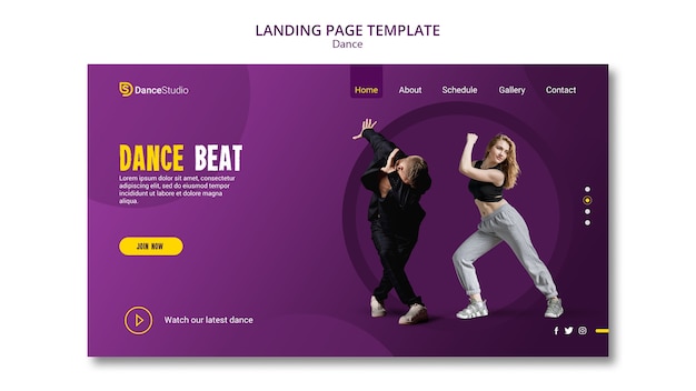 Free PSD dance beat landing page template